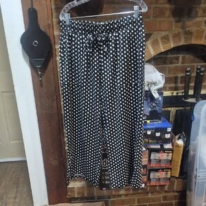 Elegant Black and White Polka Dot Wide Leg Pants